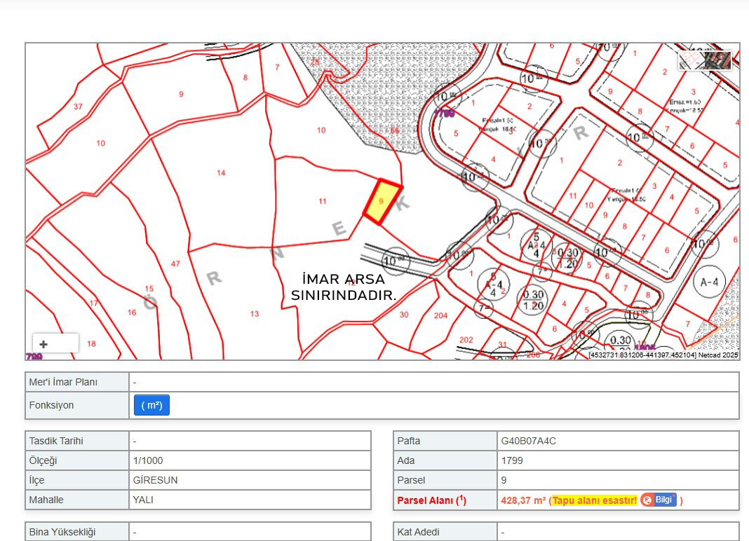 YALI MAHALLESİ SATILIK ARSA