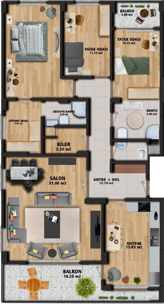 MABEL'DEN AKSU STADIUM CADDE EVLERİNDE GENİŞ FERAH DAİRE 3+1