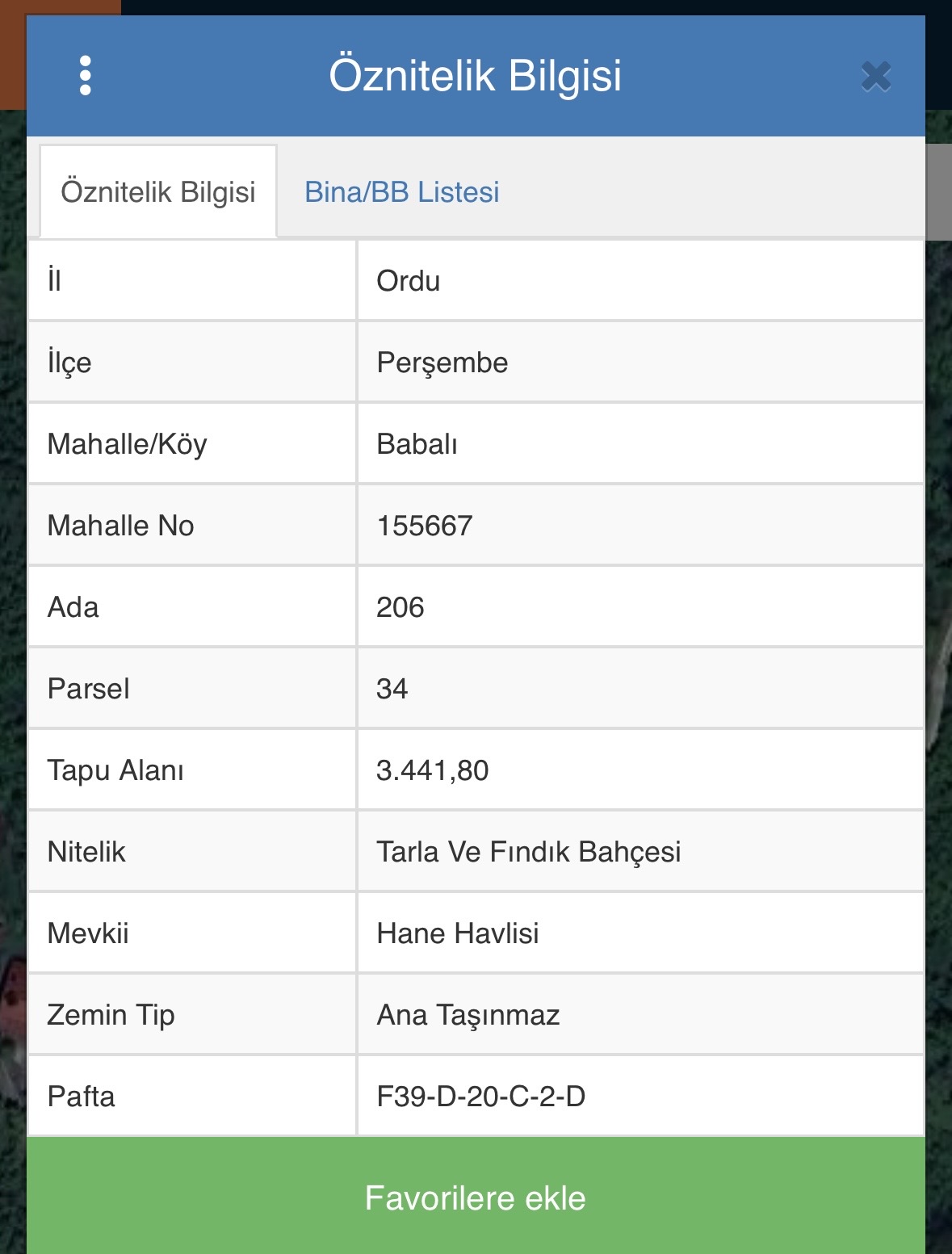 BABALI 3441 M2 FINDIK BAHÇESİ